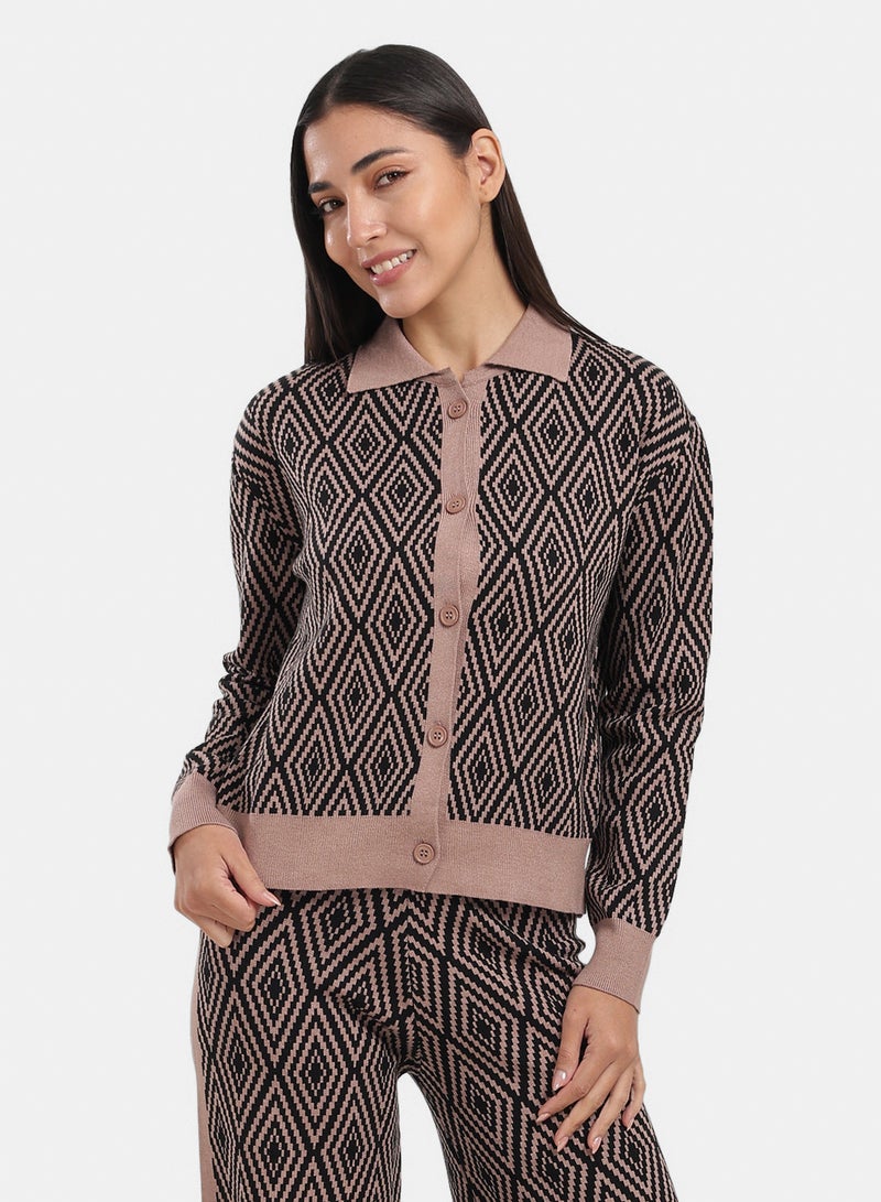 Carina Diamond Pattern Lounge Cardigan - Image 1